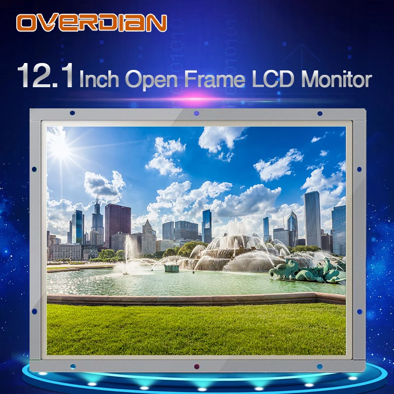 Промышленный ЖК монитор 12 дюймов 1400*1050 VGA/DVI/USB интерфейс высокое разрешение