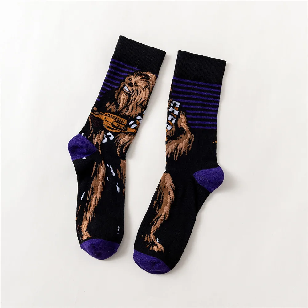 Забавные носки для мужчин и женщин, хлопковые Повседневные носки в стиле Харадзюку, серия «Звездные войны», женские уличные Носки для скейтбординга в стиле хип-хоп, весенне-осенние носки - Цвет: 1