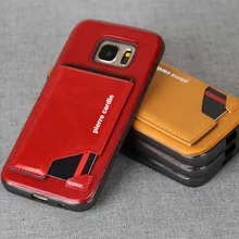 Пьер Карден подлинной кожаный чехол тонкая кредитница кожаный флип-кейс с подставкой задняя крышка чехол для samsung Galaxy S7/S7 edge чехол для телефона