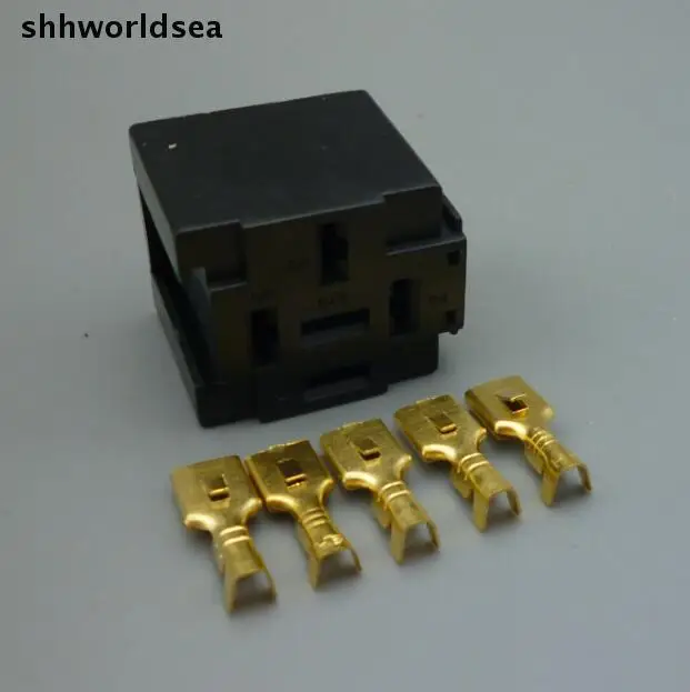 shhworldsea 50Sets Car Relay sockets 5 pin Square relay holder, auto plastic relay base