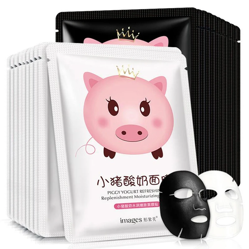 Изображения, уход питание для кожи, восстанавливающая маска для лица с молоком свиньи, увлажняющая маска для контроля жирности, черная маска против морщин