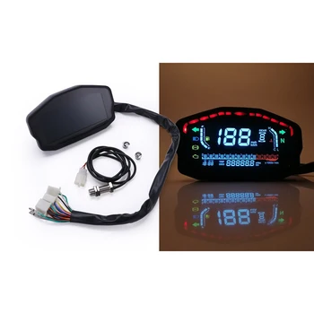 

Motorcycle Universal Led Liquid Crystal Speedometer Digital Odometer Speed Adjustable 1-6 Speeds for Bmw Honda Ducati Kawasaki