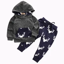 2016 Autumn&Winter Newborn Toddler Baby Boys Girls Hoodie Deer Long Sleeve T-shirt Top+Pants Leggings 2pcs Outfits Set
