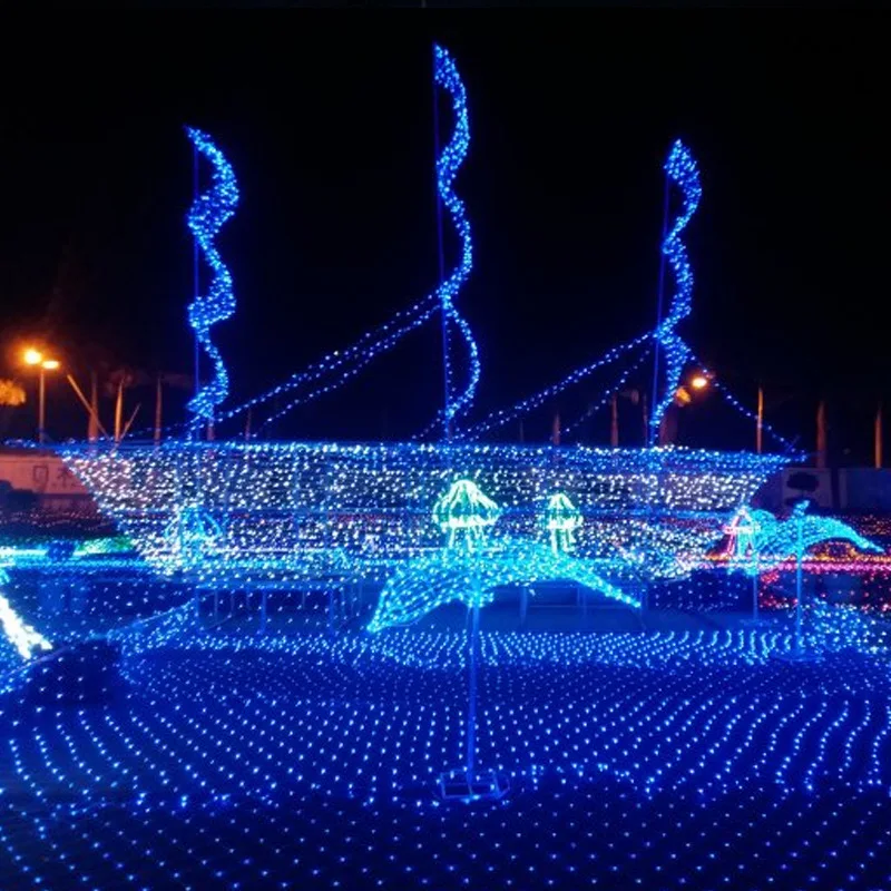 96 LEDs Fairy String Light 1.5mx1.5m Net Mesh Garland Xmas String Lamp Holiday Garden New Year Curtain Wedding Party Decor Light (2)