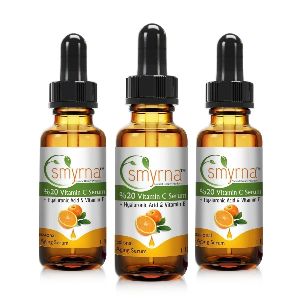 3 of VITAMIN C Serum + Vitamin E + Vegan Hyaluronic Acid + Amino 1oz. 30ml