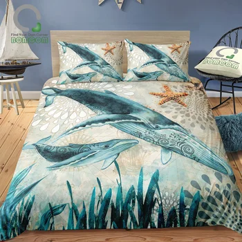 

BOMCOM 3D Digital Printing Bedding Set The Monterey Bay Seaturtle Bedding Set Duvet Cover Set 100% Microfiber