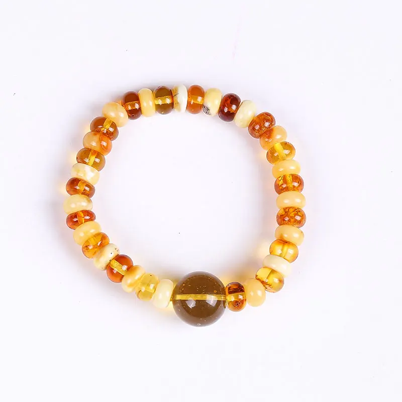 

Natural beeswax bracelet Sterling silver original DIY authentic Baltic Amber hand string of a map of a gift certificate BT008