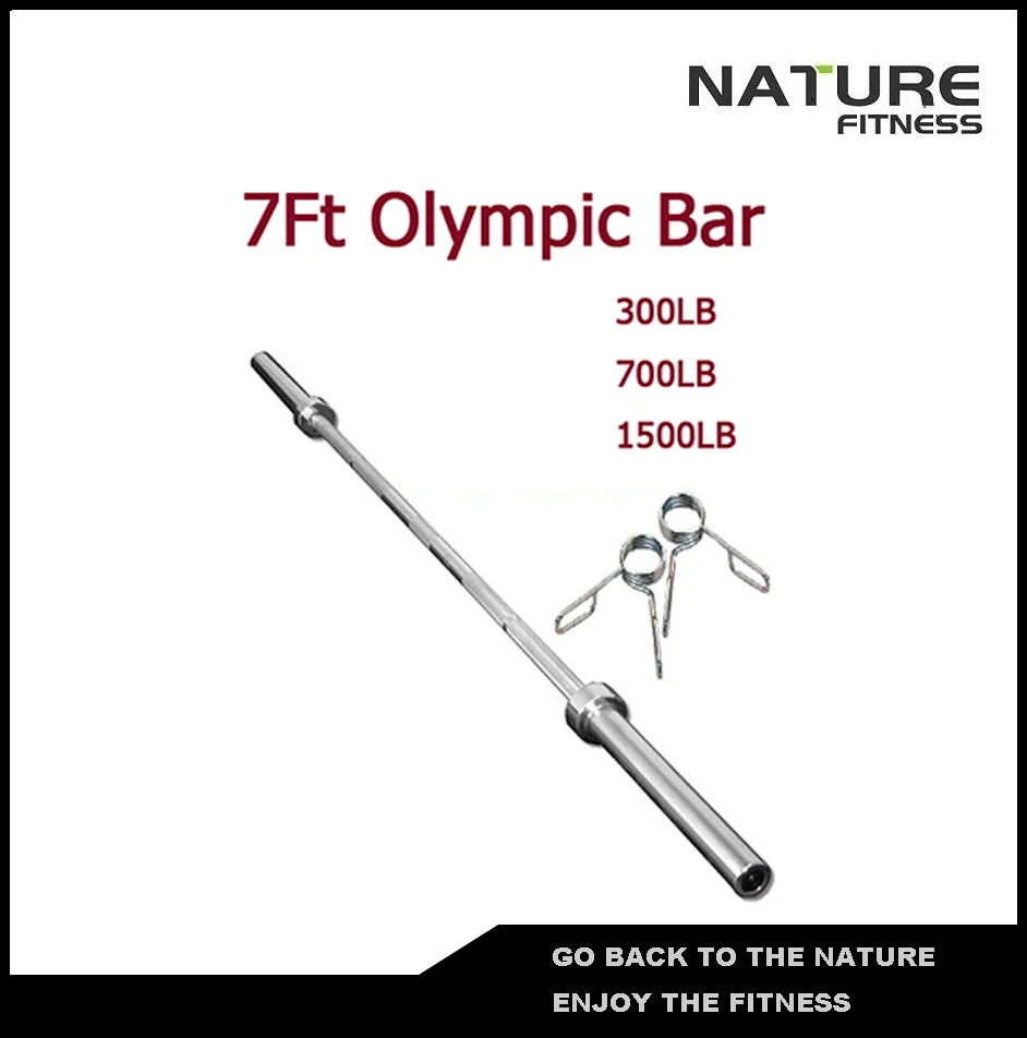 

7FT 700LB Straight Barbell Bar with Spring Collars For Weight Lifting Strength Training Free Shipping