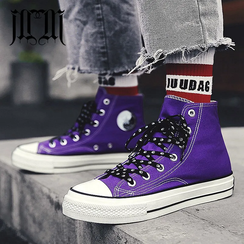 

MUMUELI Black White Purple Fashion Brand Men Shoes Designer 2019 High Top Quality Luxury Breathable Casual Flat Sneakers L-B550