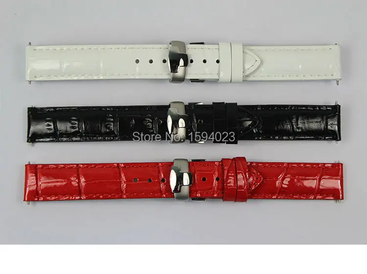 16 мм (Buckle16mm) T050 высокое качество Серебряная Бабочка Пряжка + Черные, белые, красные Пояса из натуральной кожи Смотреть Группы ремень - изображение