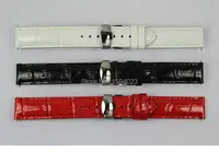 16 мм (Buckle16mm) T050 высокое качество Серебряная Бабочка Пряжка + Черные, белые, красные Пояса из натуральной кожи Смотреть Группы ремень - изображение