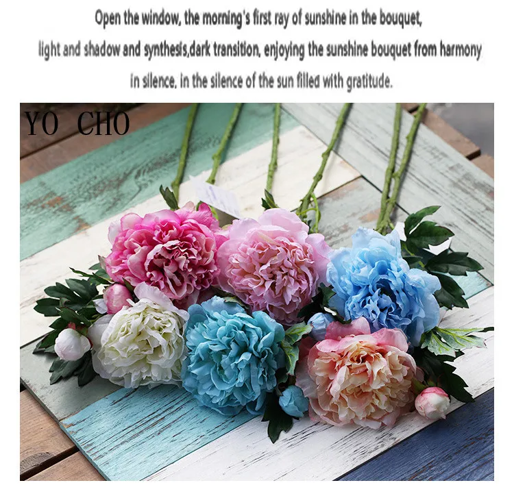 2018 Beautiful Rose Peony Artificial Silk Flowers small bouquet flores home party spring wedding decoration mariage fake Flower