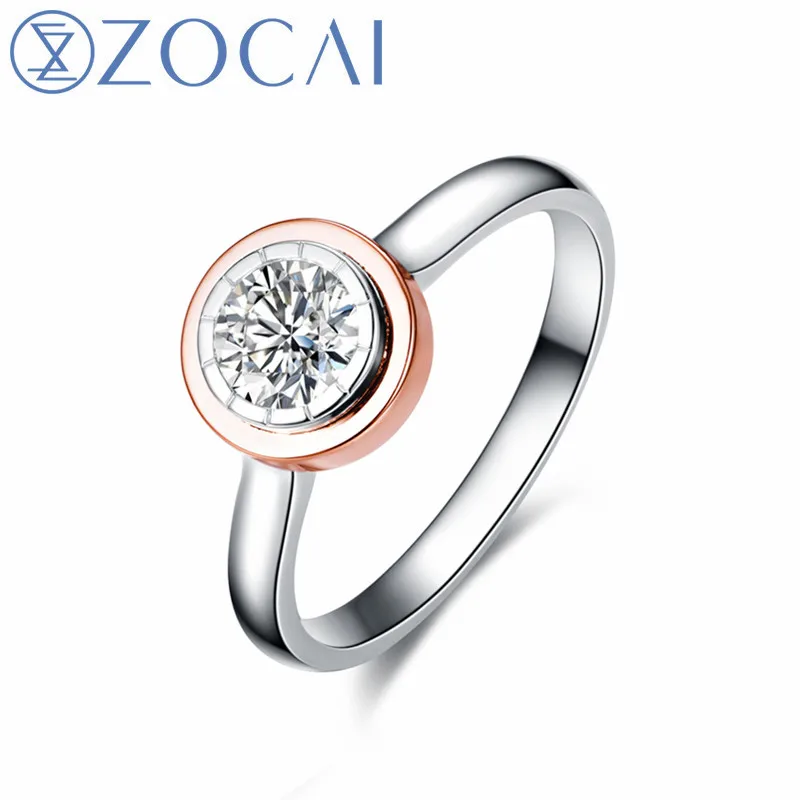 Обручальное кольцо ZOCAI TIME & LOVE 0 10 карат с натуральным сертификатом H/SI