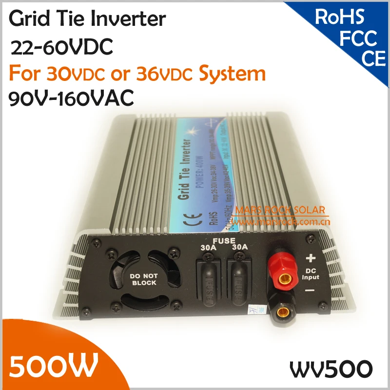 

Manuafacturer Big Sale!!! 500W 22-50V DC to AC 90-140V grid tie inverter working for 30V or 36V solar panel or wind turbine