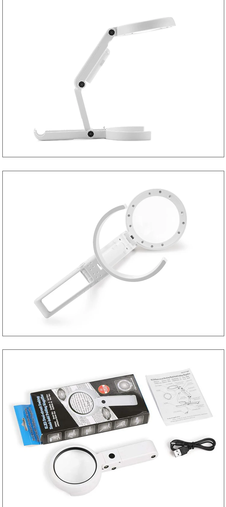 5X 11X Foldable Desktop and Handheld Magnifier USB Chargeable Magnifying Glass-18