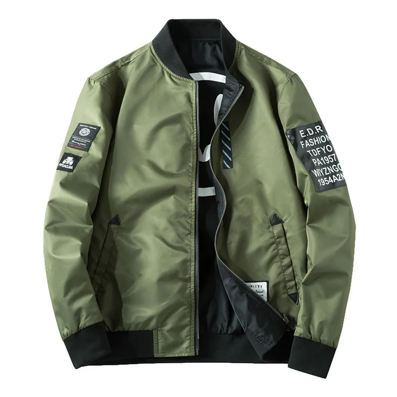 MoneRffi, мужские Модные теплые куртки, двухсторонняя одежда, куртка-бомбер, весенняя куртка, пальто для мужчин s, принт с буквами, эластичная верхняя одежда размера плюс 4xl - Цвет: army green