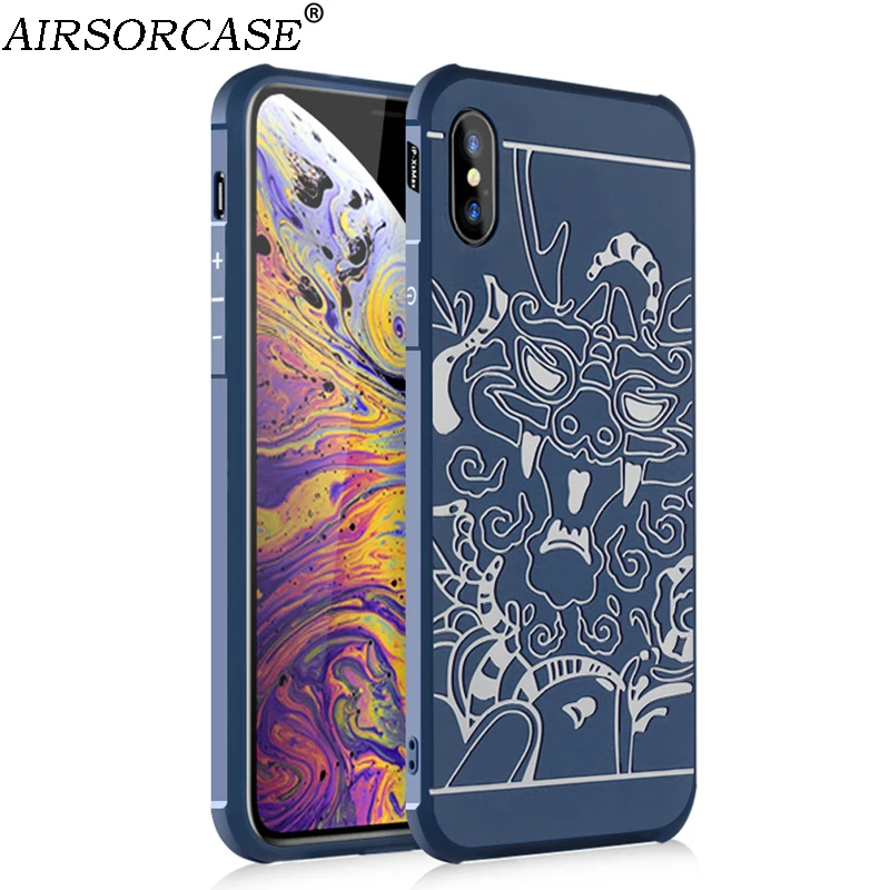 

3D Carved Dragon Phone Cases for Apple iPhone XS Max Case Matte Soft Silicone TPU Back Cover Shell for iPhone XR XS X 10 Case