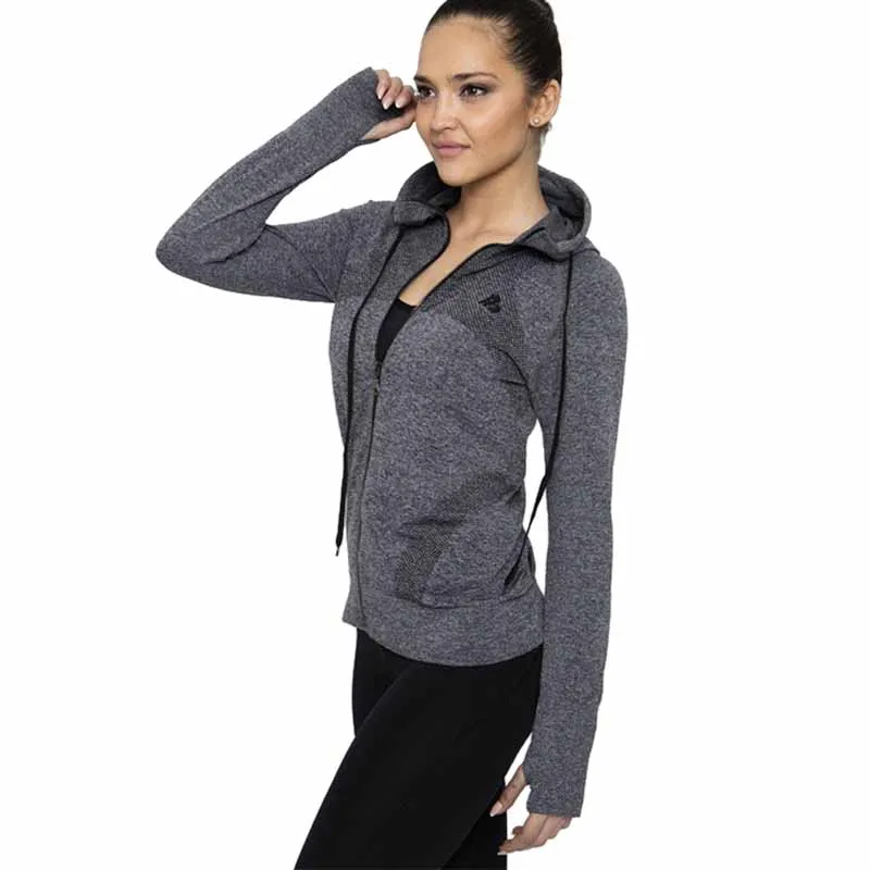 

Women Running Jacket Solid Hoodie Sport Clothing Long Sleeves Gym Workout Jogging Jacket 2019 Spring Fashion Female Sportwear