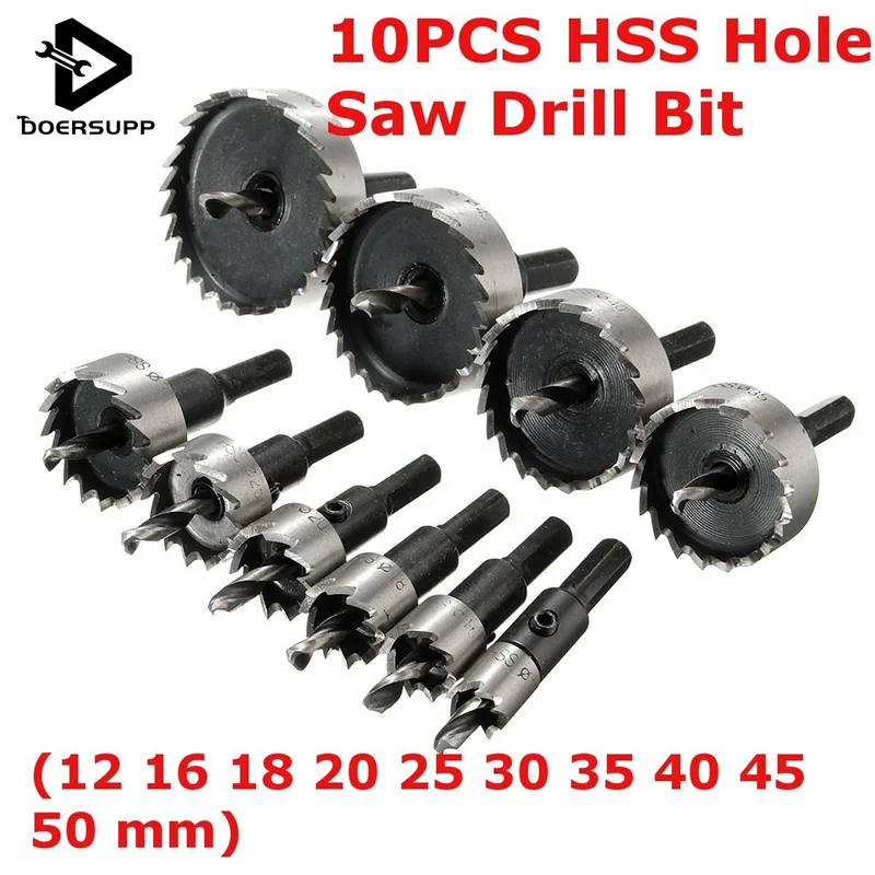 10pcs/set HSS High Speed Steel Hole Saw Tooth Drill Bit Set Metal Wood Alloy Cutter Tool For Thick Steel Plates Cast Iron Wood 10pcs/set HSS High Speed Steel Hole Saw Tooth Drill Bit Set Metal Wood Alloy Cutter Tool For Thick Steel Plates Cast Iron Wood