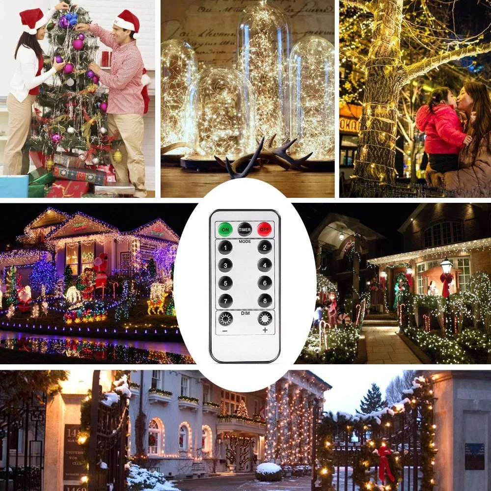 6 Kohree 2pcs 6m60leds LED String Lights Copper Wire Light with Remote Control, for Christmas Wedding Outdoor Holiday Decor