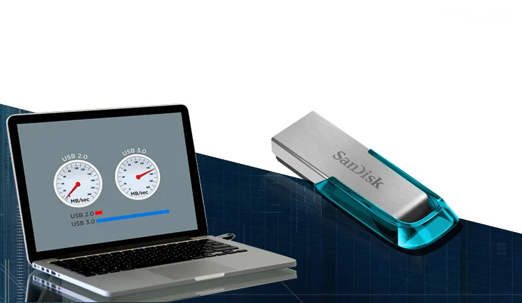 Sandisk флешка 32 гб USB Flash Drive флешки usb stick 32 гб USB3.0 натуральная Ultra Flair металлическая флеш-диск на ключ синий Memory Stick