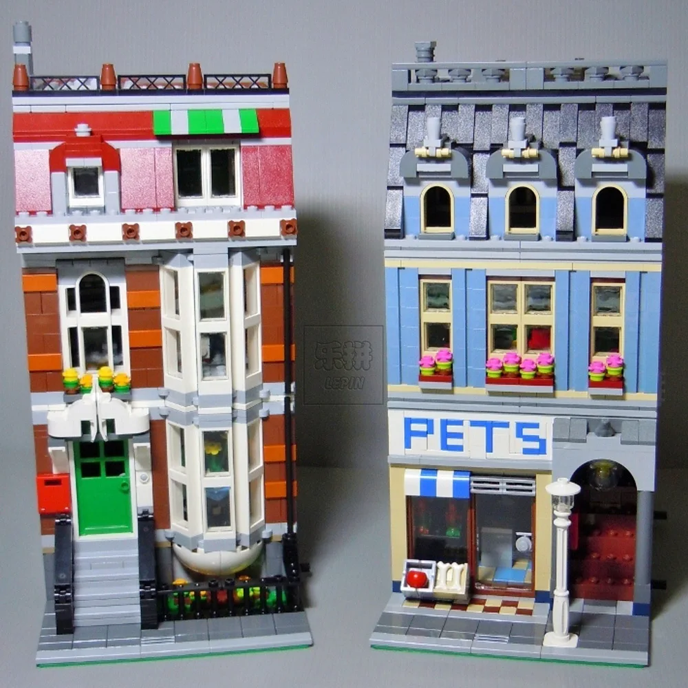 Дешево 15003 15002 15008 15010 15011 15009 2082 шт Pet Shop супермаркет модель городской улица строительные блоки Совместимые 10218 игрушки