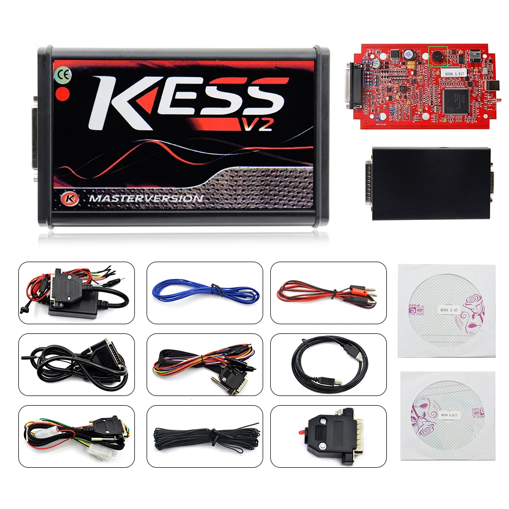 Онлайн ЕС красный KESS V5.017 KESS V2 5,017 V2.47 2,47 нет жетона KTAG V7.020 OBD2 менеджер Тюнинг Комплект K-TAG 7,020 V2.23 ECU программист