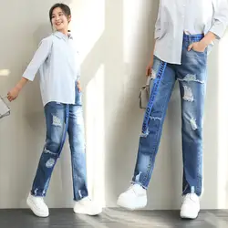 Весна 2019 Тощий корейские модные брюки с дырки в джинсах, для женщин Высокое качество брюки для девочек BW73