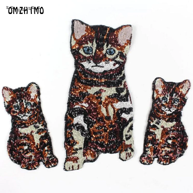 Buy Sew On Embroidered Sequins Glitter Patch cats