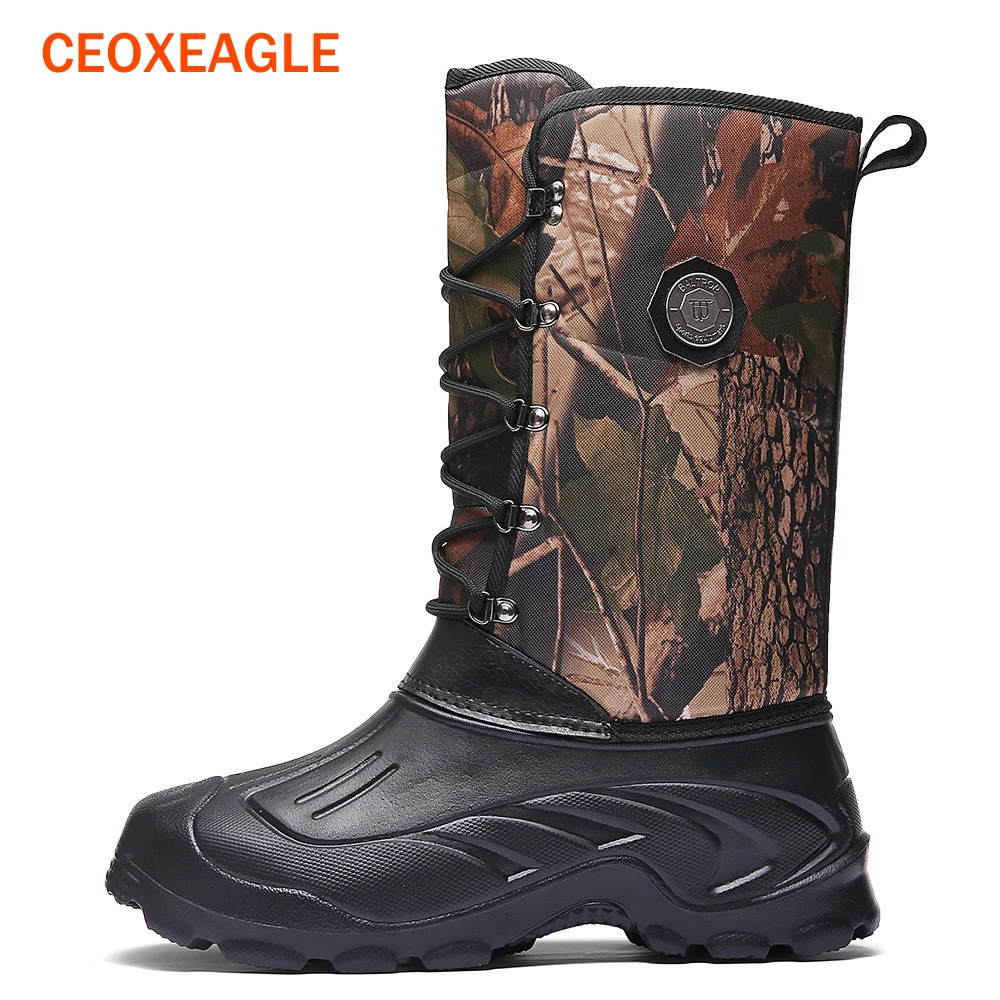 Air Épaississement Étanche Neige Coton Fourrure À Hauteur De Brown En Du Plein Bottes Militaire Tissu Chaud D'hiver Mâle Thermique Hommes Genou Mode Chaussures CedBrxoW