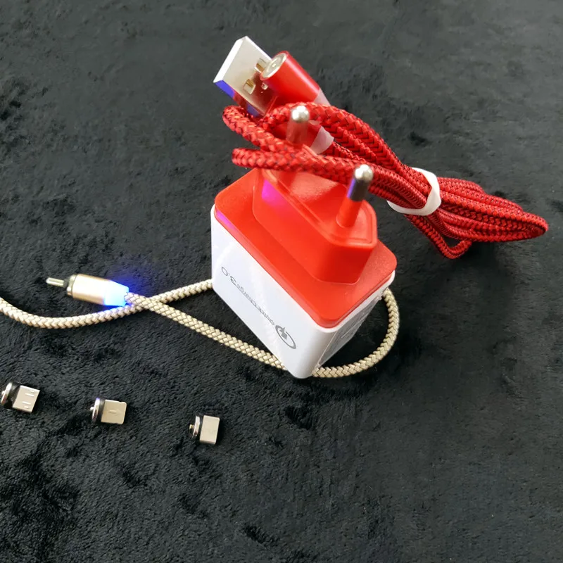 

Travel Wall Quick Charge 3.0 USB Charger For iphone 7 8 Samsung Note 9 A5 A7 J3 J5 2017 A9 A6 A8 Plus 2018 Magnetic Charge Cable