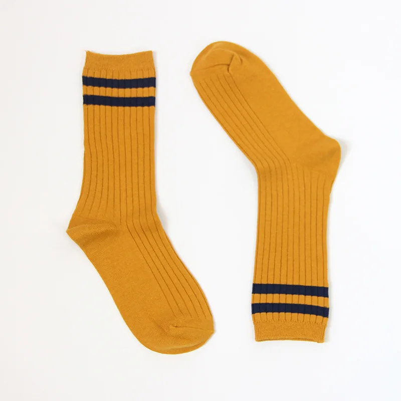 

women art socks cotton two bars striped socks in the tube piled socks breathable sweat comfort socks women wholesale japanese