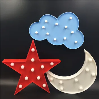 

AA Battery Powered 3 Styles Options Cloud Moon Star Night Light With Hang Hole Blue/White Body Home Decoration LED Luminaire