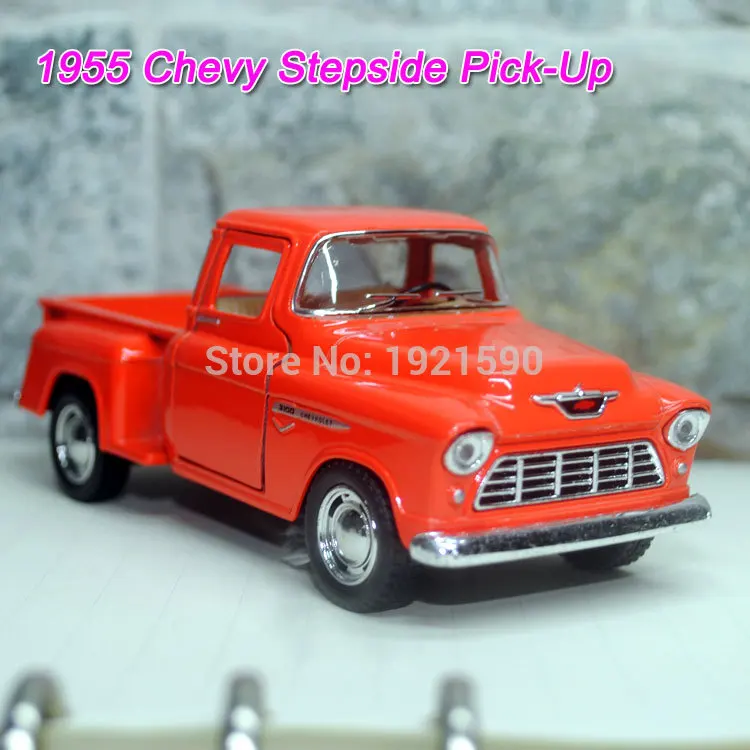 YJ KT 1/32 Scale, игрушки для автомобиля с оттягиванием, США 1955, Chevy Stepside, пикап, литая металлическая модель автомобиля, игрушка для подарка/коллекции/детей