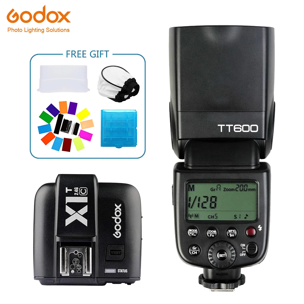 

Godox TT600 Speedlite Flash Wireless 2.4G+X1T-C Transmitter Wireless Flash Trigger photography for Canon 1100D 1000D 7D 6D 60D