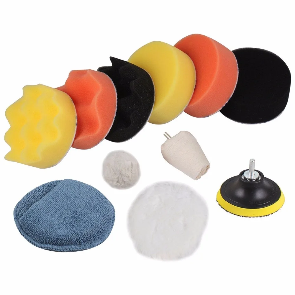 11Pcs 4inch/100mm Sponge Polishing Pad + Polishing Mop Set Compound
