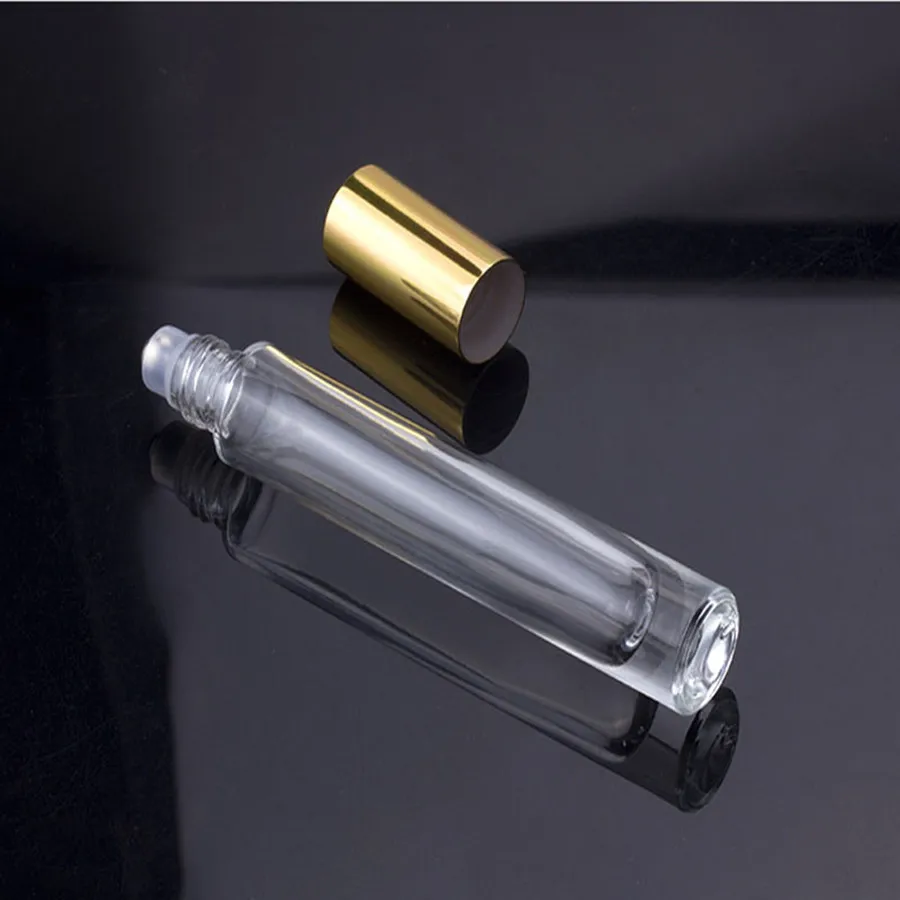 12 x 10ml Travel Glass Roll on Bottle with Stainless Steel Roller Small Essential Oil Roller 5