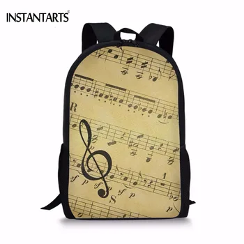 

INSTANTARTS Vintage Music Note Printing Women Men Backpacks Casual Students Laptop Daypacks Fashion Travel Daily Girls Knapsack