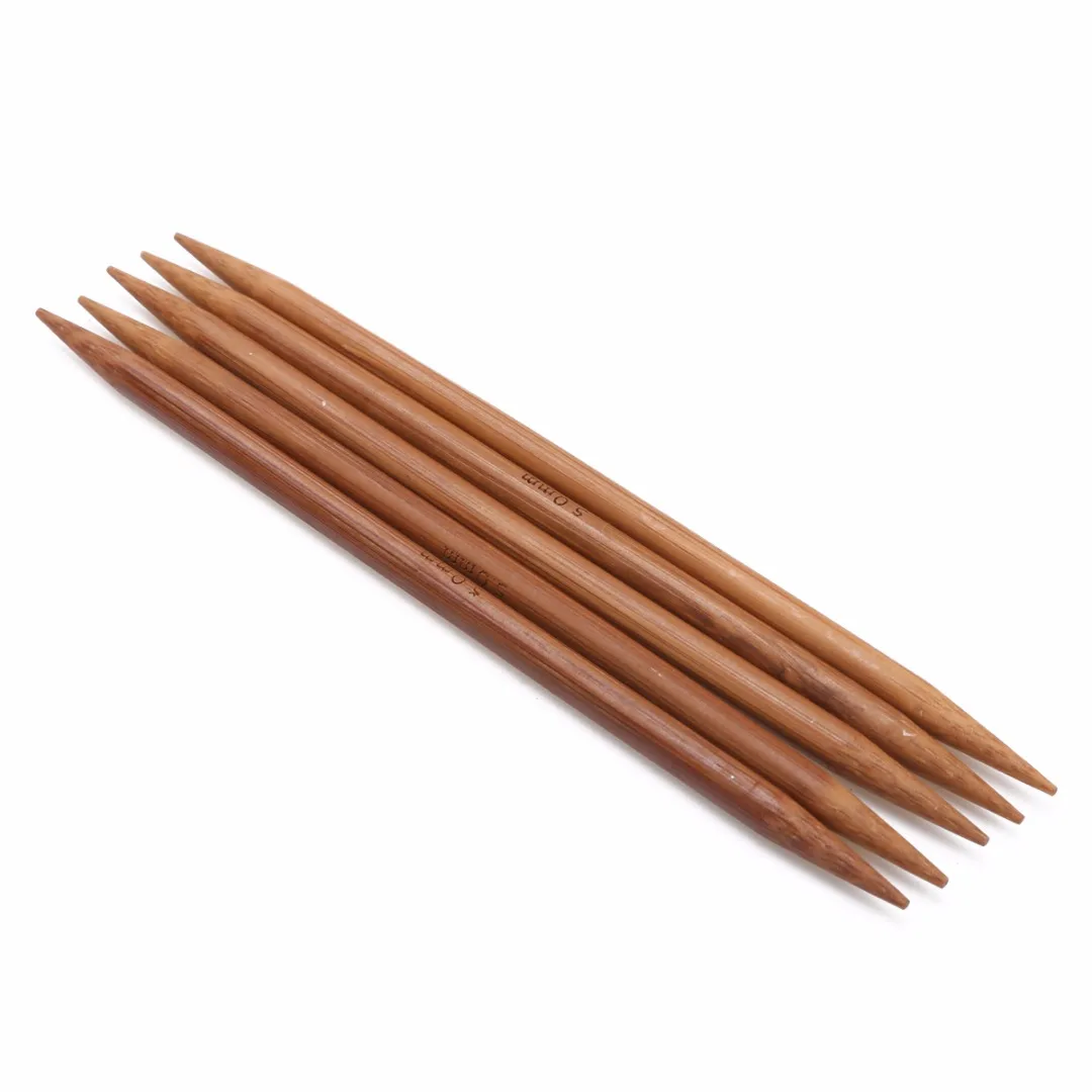 55pcs 5"/13cm Knitting Needles Double Pointed Carbonized Bamboo Smooth Needle Set DIY Sewing Weaving Craft Tools