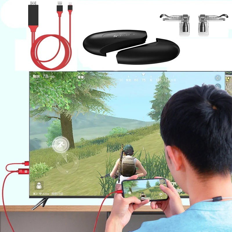 

Pubg Controller HDMI Cable For Lightning Micro USB to HDMI Adapter Converter Cable AV HD TV for IOS for iPhone iPad for Android