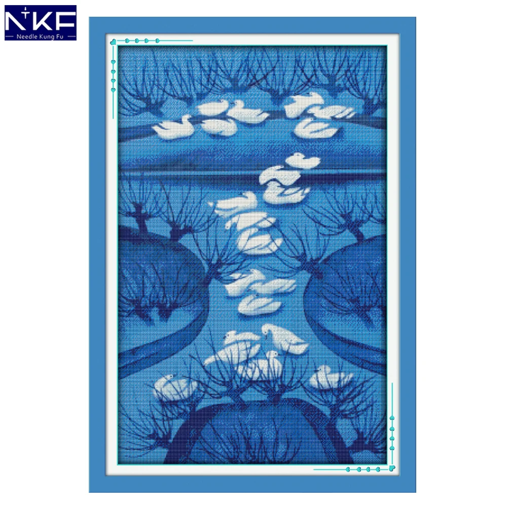 NKF Winter Morning Stamped Cross Stitch Pattern DIY Kit Needlework Embroidery Set Chinese for Home Decor | Дом и сад