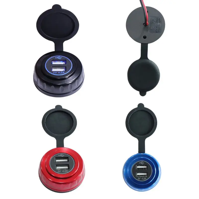 

Universal DIY Waterproof Dual Ports USB Charger 5V/2.1A LED Power Adapter Socket with Cable for DC 12V-24V Cars Vehicles Boat