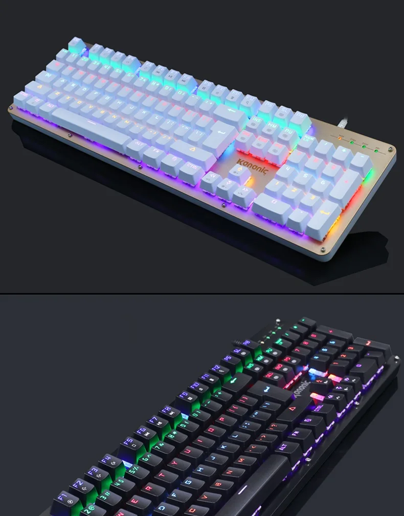 KANANIC 104 ключ RGB подсветка USB Проводная эргономичная Механическая игровая клавиатура плавающие клавиши, пластина из алюминиевого сплава