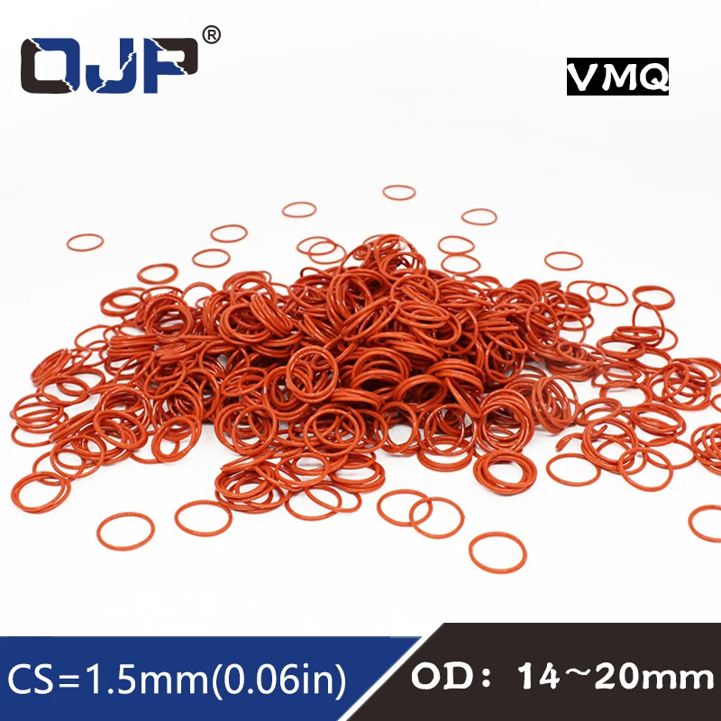 

10PCS/lot Red Silicon Ring Silicone O ring 1.5mm Thickness OD14/15/16/17/18/19/20mm Rubber O-Ring Seal Gasket ORings Washer