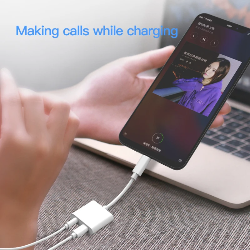 2 in 1 Lighting Charger Listening Adapter For For iPad Pro Charging Adapter 3 5mm Jack Splitter For huawei xiaomi Smart Phone