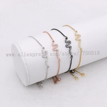 

Fashion halberd bracelets, Micro pave small stone halberd shape charm mix color adjustable chain Macrame bracelet for women 1075