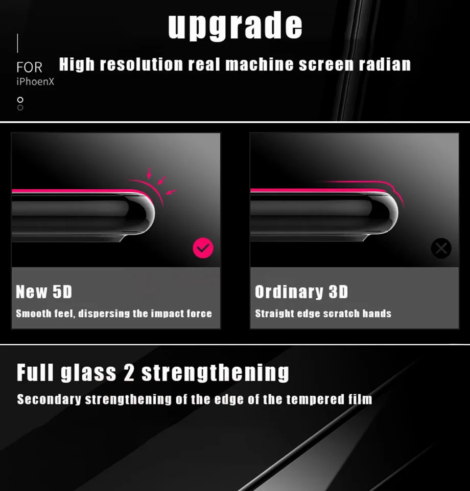 D5 For iphone 6 glass  for iphone 6s glass for iphone 7 glass for iphone 7 plus glassf for iphone 8 glass for iphone 8 plus glass for iphone x glass for iphone 5 glass for iphone 5s screen protector tempered glass
