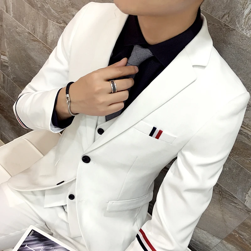 2018 Mens Cotton Fashion Webbing Casual Business Suit Jackets / Men High-end Formal Wedding Dress Groom Suit Blazer ( 1 Piece )