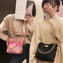 Мода Градиент Lingge из искусственной кожи цепи Ширина ремень сумка женская через плечо сумка ведерко женская сумка кошелек