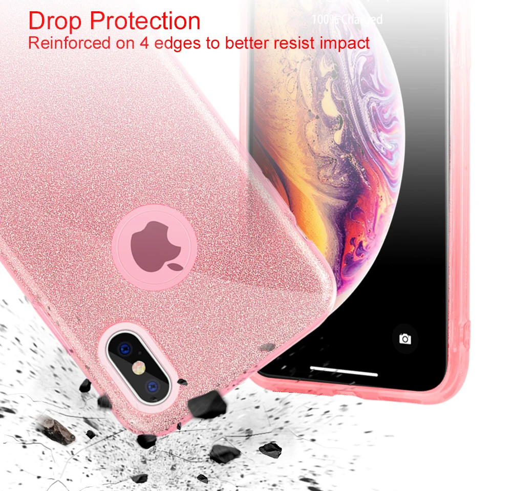 Ascromy Glitter Case For iPhone X Bling Hybrid Silicone Cover For iPhone XS Max XR 8 Plus 7 6 6s 5 5S SE Girls Coque Accessories (7)
